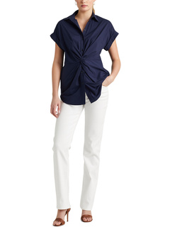 Рубашка с коротким рукавом из хлопка с закрученным спереди LAUREN Ralph Lauren