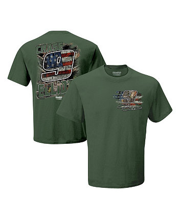 Мужская оливковая футболка Chase Elliott Camo Patriotic Hendrick Motorsports Team Collection