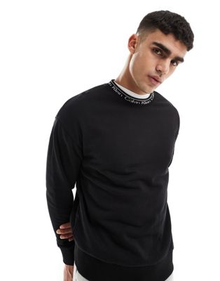 Calvin Klein running logo comfort sweatshirt in black - exclusive to ASOS Calvin Klein