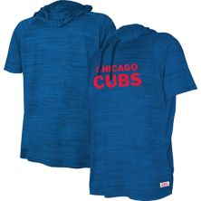 Youth Stitches Heather Royal Chicago Cubs Raglan Short Sleeve Pullover Hoodie Stitches