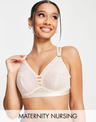 Hotmilk Nursing True Luxe non padded lace wirefree bra in pink Hotmilk