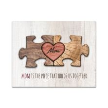 Personal-Prints &#34;MOM&#34; Puzzle Piece Wood Block Mount Wall Art Personal-Prints