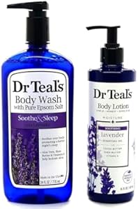 Dr Teals Lavender Body Wash w/Pure Epsom Salt - Bundle w/Dr Teals Lavender Body Lotion! Soothing Set! Dr. Teal's