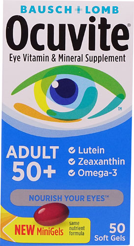 Бауш &amp; Lomb Ocuvite® Витаминно-минеральная добавка для глаз для взрослых 50 Plus -- 50 мягких капсул Bausch & Lomb