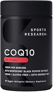 Sports Research CoQ10 (100mg) Enhanced w/Coconut Oil & Bioperine (Black Pepper) for Better Absorption | Vegan Certified, Non-GMO Verified (120 Veggie Softgels (Мягкие капсулы на растительной основе)) Sports Research