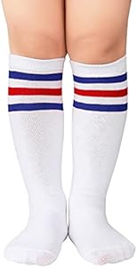 American Trends Kids Toddler Soccer Socks Knee High Tube long Socks Three Stripes Uniform Socks for Boys Girls 1-9 years American Trends