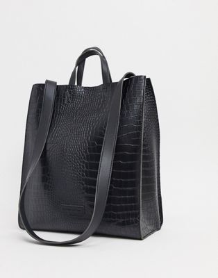 Черная большая сумка-тоут Claudia Canova из крокодиловой кожи Claudia Canova