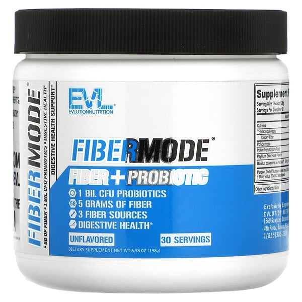 FiberMode, Клетчатка + Пробиотик, Без вкуса - 198 г - EVLution Nutrition EVLution Nutrition
