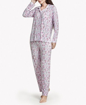 Женский мягкий пижамный комплект с длинными рукавами с цветочными нотами MOOD Pajamas