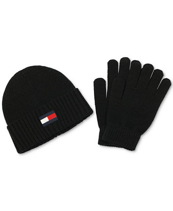 Мужской комплект шапки и перчаток с вышитым логотипом Tommy Hilfiger