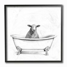 Stupell Домашний декор Овца в ванной в рамке Wall Art Stupell Home Decor