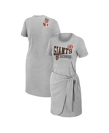 Женское платье-футболка с узлом серого цвета San Francisco Giants WEAR by Erin Andrews