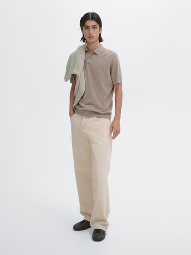 Short sleeve cotton knit polo shirt Massimo Dutti