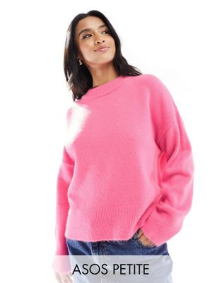 Розовый свитер свободного кроя с круглым вырезом ASOS DESIGN Petite ASOS Petite