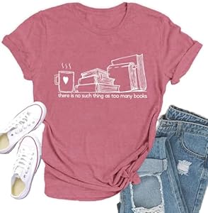 Book Shirts for Women Book Lover Tshirt There is No Such Thing As Too Many Books Tee Tops Qskall