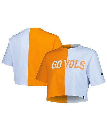 Женская укороченная футболка Tennessee Orange, White Tennessee Volunteers Color Block Brandy Hype And Vice