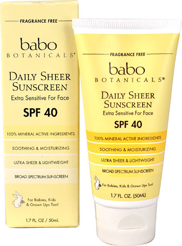 Babo Botanicals Daily Sheer Sunscreen SPF 40 Extra Sensitive для лица — 1,7 жидких унций Babo Botanicals
