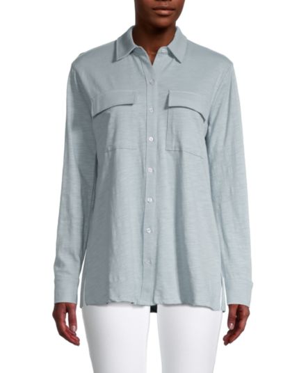 Трикотажная рубашка-туника с карманами с клапаном Saks Fifth Avenue