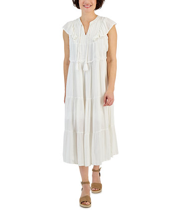 Миниатюрное блестящее платье миди с оборками, созданное для Macy's Style & Co