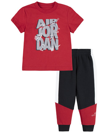 Флисовые штаны и футболка для детской площадки для мальчиков, комплект из 2 предметов Jordan