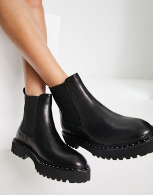 Lipsy leather chelsea boots in black Lipsy