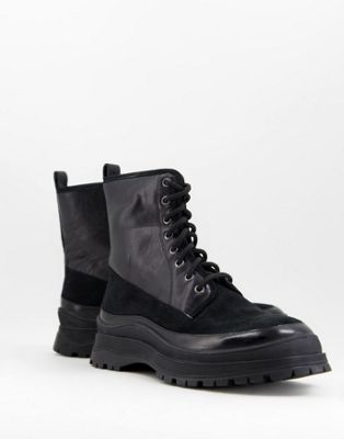 Черные кожаные массивные ботинки на шнуровке Asra Brice ASRA