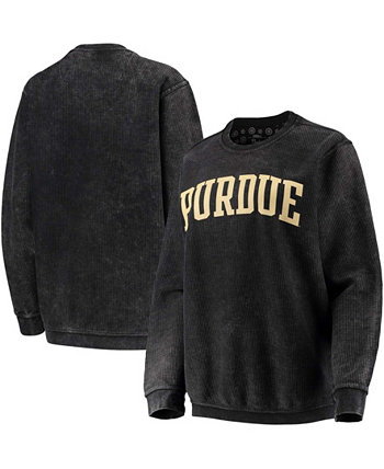 Женский черный пуловер Purdue Boilermakers с удобным шнуром в винтажном стиле, базовый пуловер с аркой Pressbox