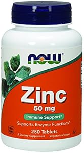 Глюконат цинка 50 мг, 250 таблеток, поддержка иммунитета и ферментативных функций NOW Foods