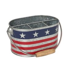 Americana Galvanized American Flag Utensil Holder Americana