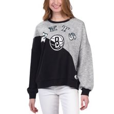 Women's G-III 4Her by Carl Banks Black Brooklyn Nets Benches Split Pullover Sweatshirt In The Style