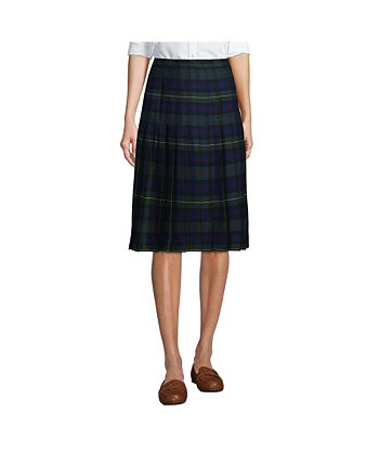 School Uniform Women's Plaid Pleated Skirt Below the Knee Lands' End