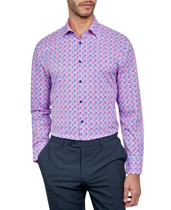 Мужская классическая рубашка приталенного кроя с цветочным принтом CONSTRUCT