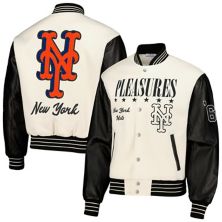 Men's White New York Mets Full-Snap Varsity Jacket Unbranded