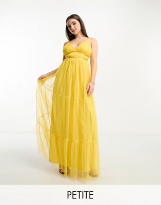 Желтое платье макси из тюля с ярусной юбкой Anaya Petite Anaya