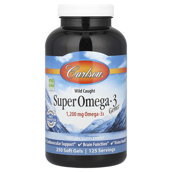 Super Omega-3 Gems - 1200 мг - 250 мягких капсул - Carlson Carlson