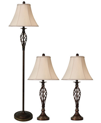 Набор из 3 латуни Barclay: 2 настольных лампы и 1 торшер StyleCraft Home Collection