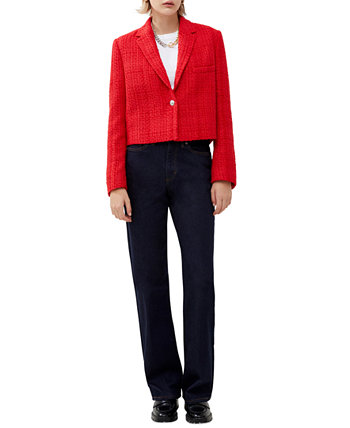 Женский укороченный твидовый пиджак с длинными рукавами French Connection