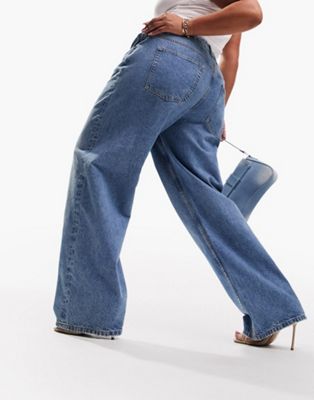 Голубые мешковатые джинсы-бойфренды ASOS DESIGN Curve ASOS Curve
