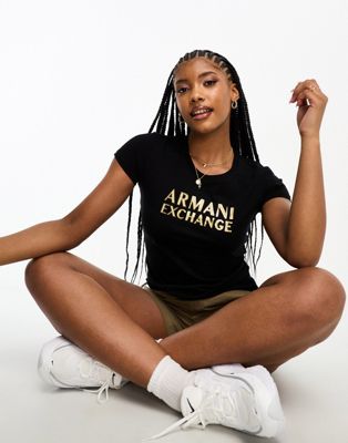 Черная футболка с логотипом Armani Exchange AX ARMANI EXCHANGE