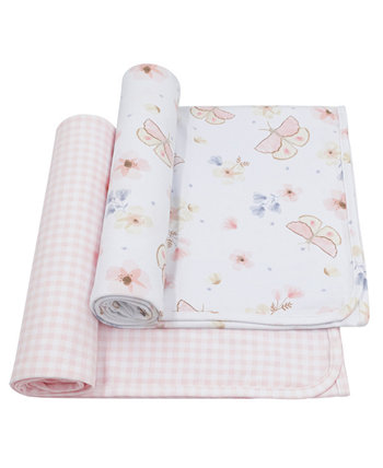 Пеленальные одеяла из хлопкового трикотажа для маленьких девочек, упаковка из 2 шт. Living Textiles