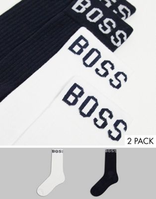 Бело-темно-синие носки с логотипом Boss Bodywear (2 шт.) BOSS Bodywear