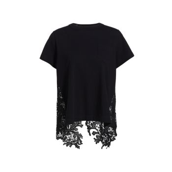 Mixed-Media Embroidered-Lace Top Sacai