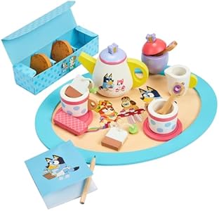 BLUEY – Wooden BBQ and Salad Set, 33-Piece Colorful Playset with Tongs and Food Pieces – Realistic Role-Play & Imaginative Fun for Ages 3 Years and Up, Medium Bluey