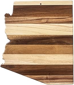 Rock & Branch Shiplap Series Alabama State Shaped Wood Cutting Board and Charcuterie Serving Platter, Includes Hang Tie for Wall Display Totally Bamboo