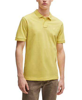 Мужская рубашка-поло узкого кроя с нашивкой-логотипом BOSS