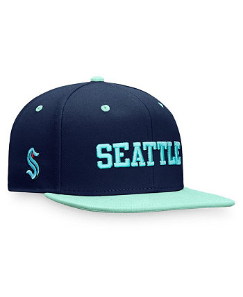 Мужская двухцветная шляпа Snapback Seattle Kraken Heritage City Deep Sea Blue, Light Blue Fanatics