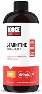 Force Factor L Carnitine Supplement, Liquid (Жидкость) L-Carnitine 3000 mg to Help Turn Fat Into Energy, Support Muscle Recovery, and Boost Cellular Energy, Maximum Strength, Non-GMO, Berry Flavor, 16 Oz. Force Factor