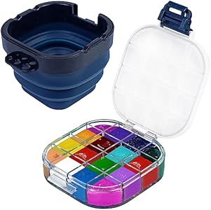 16-Well Empty Paint Organizer with Airtight Preservation, Each Cell Holds Up to 8ml of Paint Color for Easy Transportation, Small Lid Palette for Watercolor Gouache Acrylic Paint (Black) DUGATO