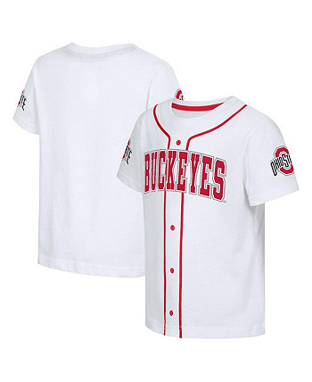 Белая бейсбольная футболка для мальчиков и девочек штата Огайо Buckeyes Buddy Colosseum