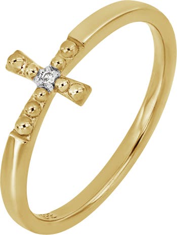 Кольцо с бриллиантовым крестом из 18-каратного золота Vermeil Perla - 0,01 карата CARRIERE JEWELRY